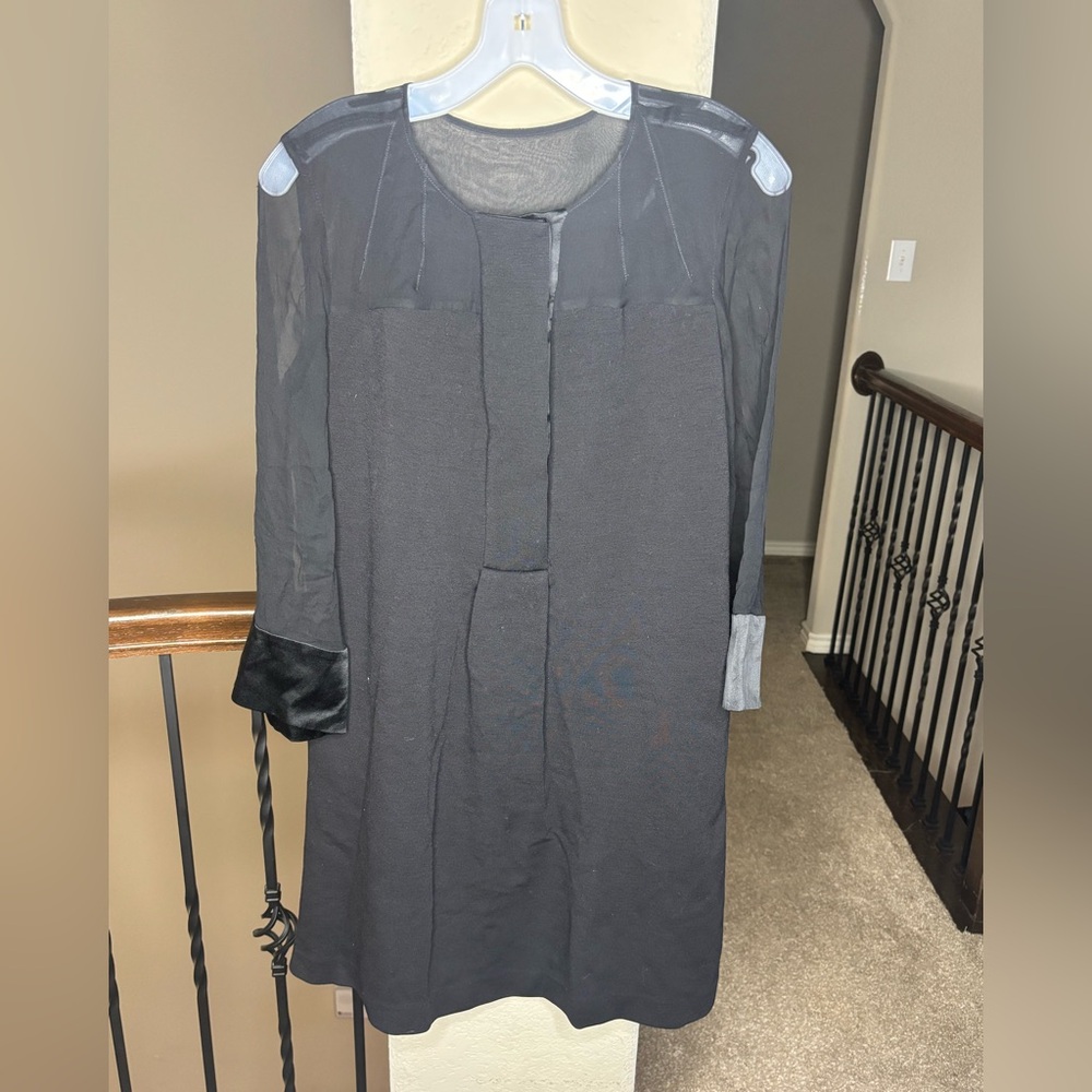 Diane von Furstenberg Black Wool Blend Dress with Hidden Buttons Size 10 Luxury